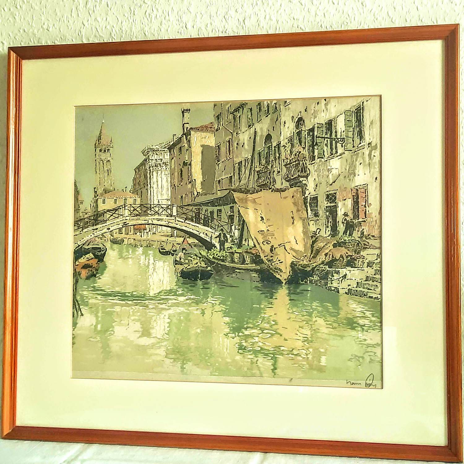 Hans Figura - Farb Radierung Aquatinta auf Seide Brücke in Venedig 50er Jahre handsigniert kopen? Bied vanaf 260!