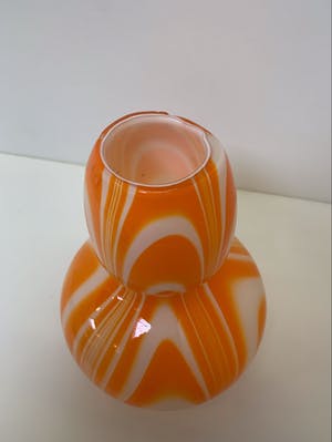 Carlo Moretti - Murano oranje witte vaas kopen? Bied vanaf 50!