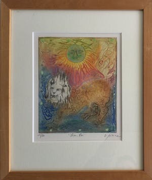 Osanne Nègre - "Lion, Roi" (sterrenbeeld) | Litho - carborundum (ingelijst) kopen? Bied vanaf 39!