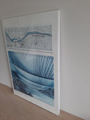 Christo - Over the river - Grote Litho in plexibox - handgesigneerd kopen? Bied vanaf 650!