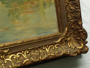 Albert Mulder - Olieverf op doek, Landschap aan het water – Lijst, 60 x 70 cm. kopen? Bied vanaf 20!