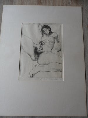 Frits Lindeman - Ets, Man met zeis. kopen? Bied vanaf 30!