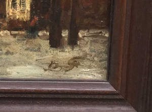 Niet of onleesbaar gesigneerd - C4122-3A - Stadsgezicht op een winterdag kopen? Bied vanaf 10!