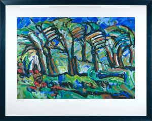 Piet Snoeren - Gouache, Bos - Ingelijst (Groot) verkocht voor € 1!