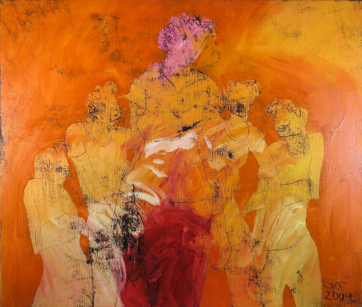 Sjer Jacobs - Acryl op doek, Familie Oranje (Zeer groot) kopen? Bied vanaf 200!