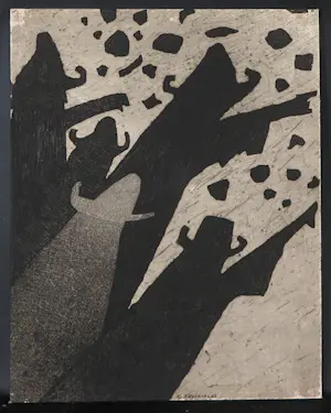 Harry van Kruiningen - Ets op marouflé, Het aansprekersoproer kopen? Bied vanaf 50!