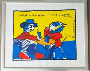 Herman Brood - Niets menschelijks is ons vreemd - gesigneerd - 150 ex - ingelijst verkocht voor € 250!