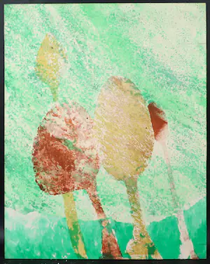 Jan van den Bergh - Monoprint op textiel, Plantaardig kopen? Bied vanaf 1!