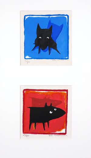 Peter Bastiaanssen - Zeefdruk, Zonder titel 2 luik verkocht voor € 1!