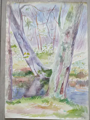 Han Krug - Landschappen bij een beek - Aquarel kaufen? Bieten Sie von 50!
