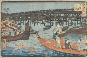 Ando Hiroshige - Houtdruk, Ryôgoku-bashi yûsuzumi kaufen? Bieten Sie von 80!