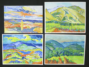 Joe Wols - Lot van vier gouaches, Kleurrijke landschappen kopen? Bied vanaf 1!