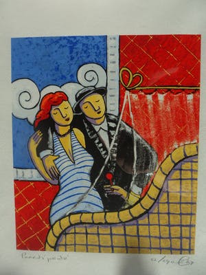 Jacques Tange - Zeefdruk. Titel, "Parents pride ". kopen? Bied vanaf 80!