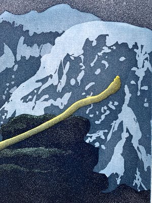 Sjoerd Bakker - kleurenets - 'De staf van de reiziger' - 1994 kopen? Bied vanaf 60!