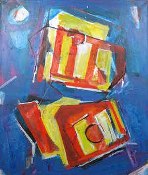 Christine Spierings - Olieverf op doek, Z.t. Abstracte vormen verkocht voor € 1!