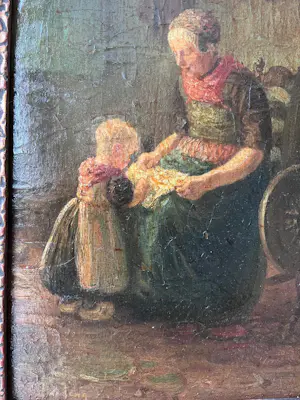 Jan de Jong - Boerin met kind in een keuken kopen? Bied vanaf 175!