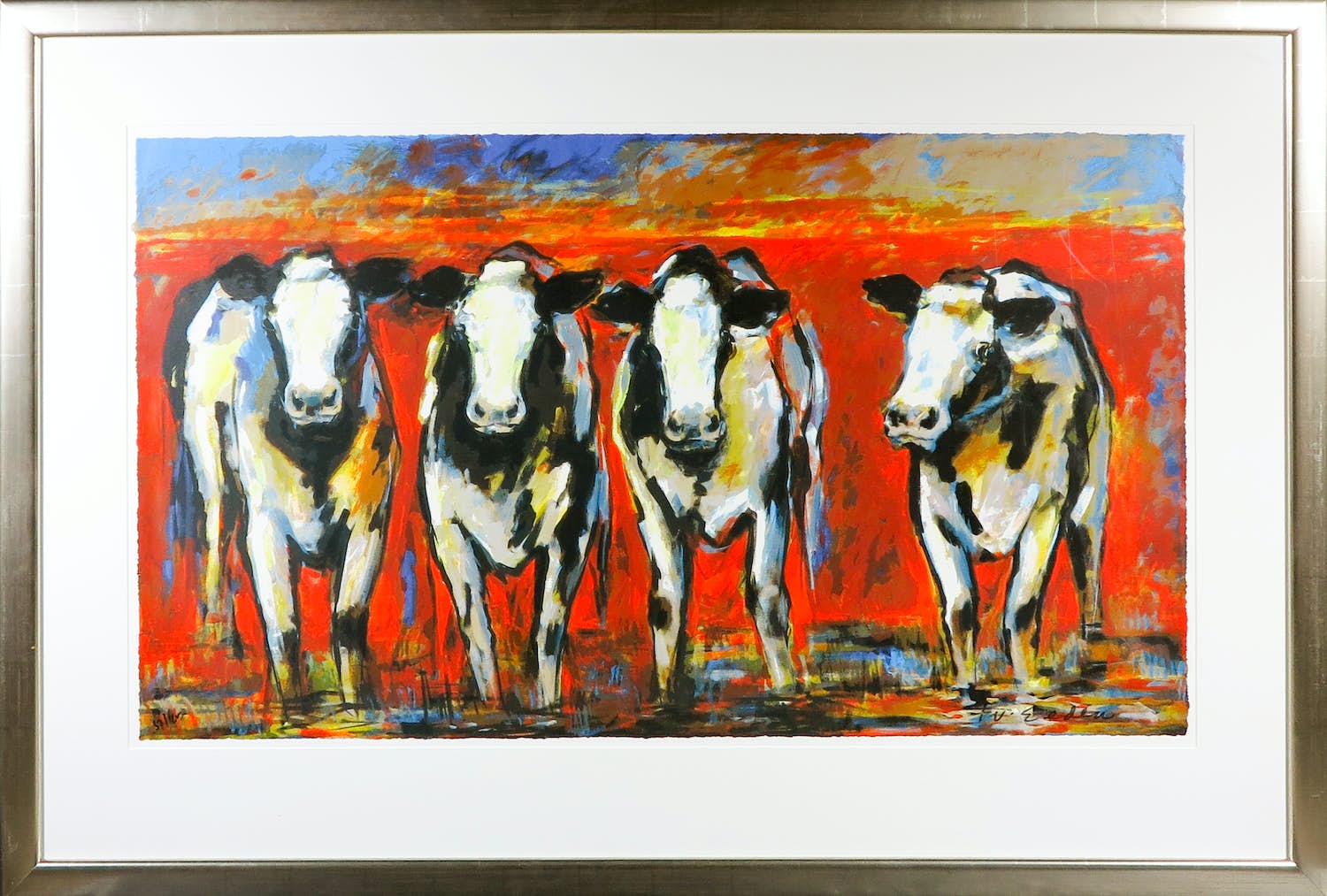 Frits van Eeden - Zeefdruk, Koeien - Ingelijst (Groot) verkocht voor € 100!