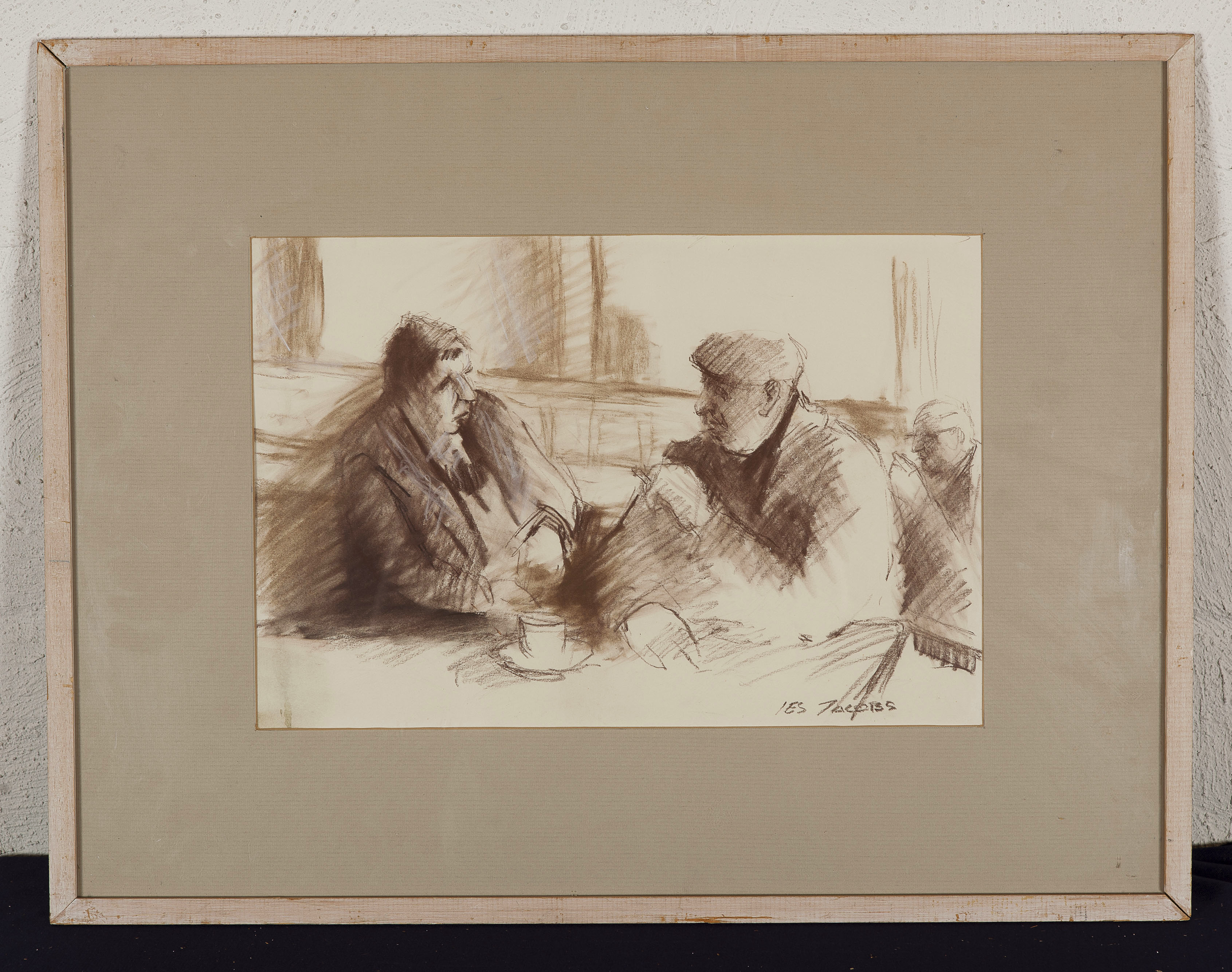 Les (Isaac) Jacobs - Gesprek 6 - Pastelkrijt op papier - gesigneerd r.o. - BKR Amsterdam - 1978 kopen? Bied vanaf 10!