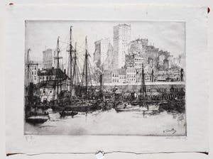 Henry Wilfrid Deville - East River Docks New York, ets kopen? Bied vanaf 250!