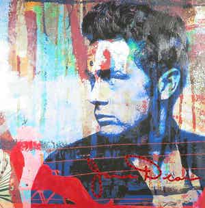 Karin Vermeer - Gemengde techniek op doek, James Dean (Groot) verkocht voor € 40!