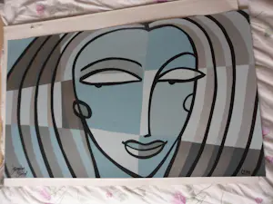 Jacqueline Schäfer - Kleurenzeefdruk HET GELUK IN ZILVER---zeer groot!! kopen? Bied vanaf 70!