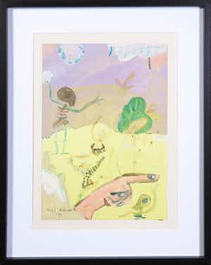 Niek Molenaar - Song of travel / Dodentuin - Gouache (1990) verkocht voor € 100!