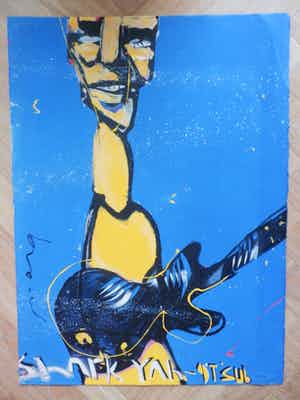 Herman Brood - Kleurenzeefdruk DE GITARIST Handgesigneerd. verkocht voor € 1!