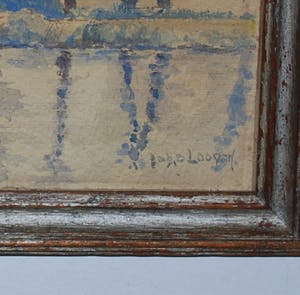 Johan Dionysius Looyen - Landelijke scene aan het water met molens en boerderij - aquarel kopen? Bied vanaf 40!