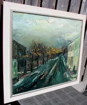 Charles Eyck - Ingelijste olieverf op doek: Straat te Valkenburg kopen? Bied vanaf 1995!