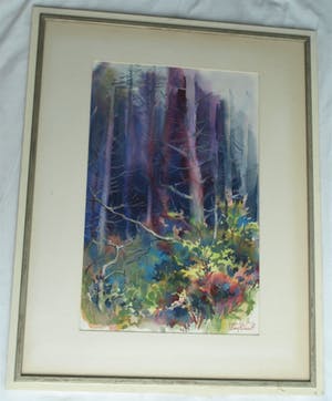 Klaas Pijlman - Aquarel , “Bos” – gesigneerd & ingelijst – Groot - 1965 kopen? Bied vanaf 75!