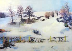 Franscz Witte - Acryl op doek, Sneeuwlandschap nabij Espen verkocht voor € 1!