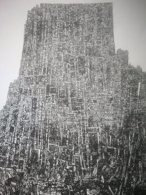 Jan Bernard Meinen - Grote pentekening. Stad. kopen? Bied vanaf 50!