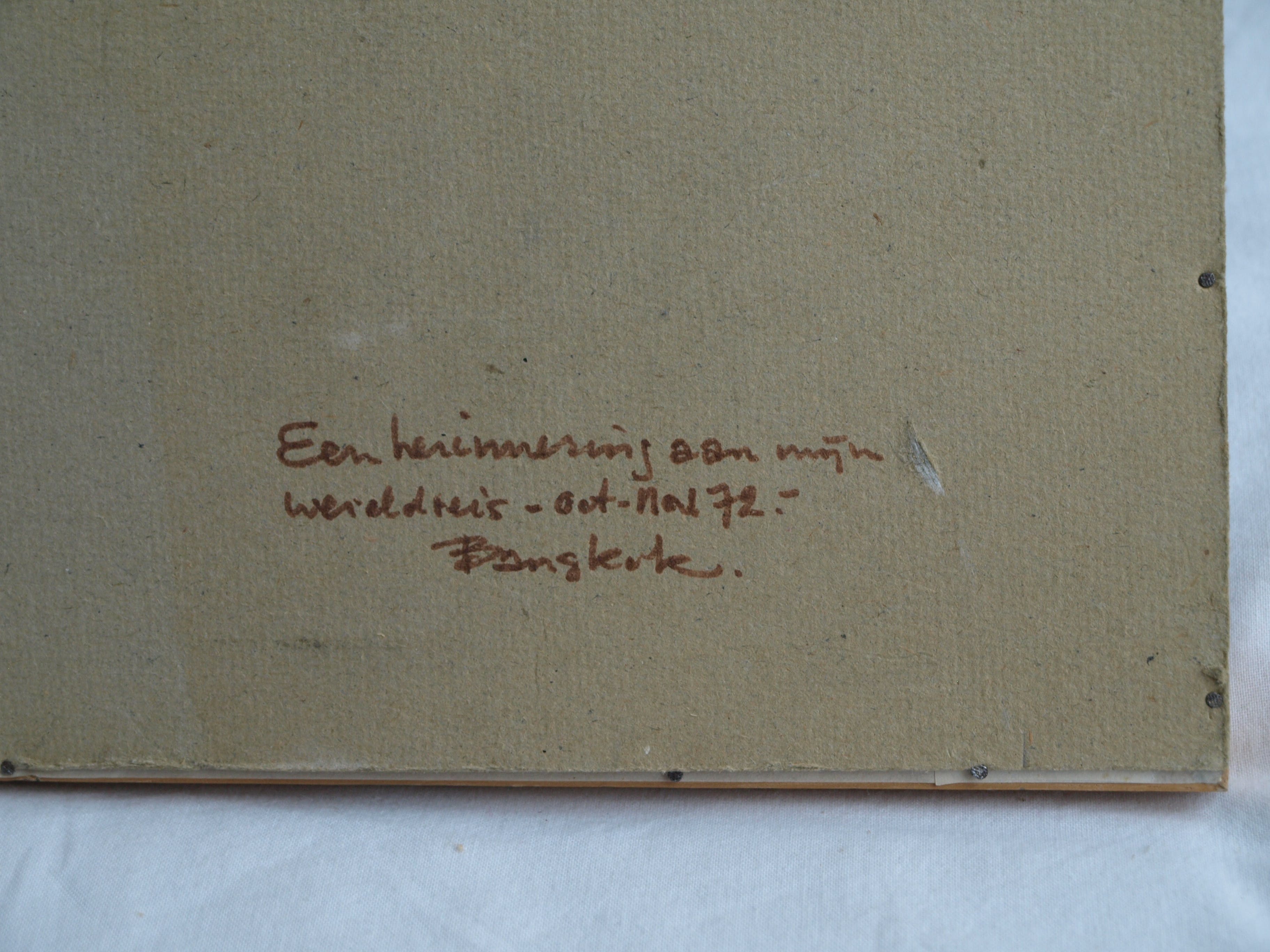 Klaas Pijlman - Contékrijt en inkt , Bangkok - gesigneerd & ingelijst – 1972 kopen? Bied vanaf 35!