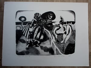 Henri de Haas - litho: vrouw met hond VI - 1968 kopen? Bied vanaf 40!