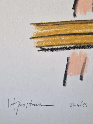 Hannes Postma - grote in 1985 gemaakte pastel krijt tekening "Silhouet" gesigneerd kopen? Bied vanaf 50!