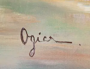 Buy Marie Louise Ogier - Landschaft mit See und Boot - ca. 1960 - XXL? Bid from 500!