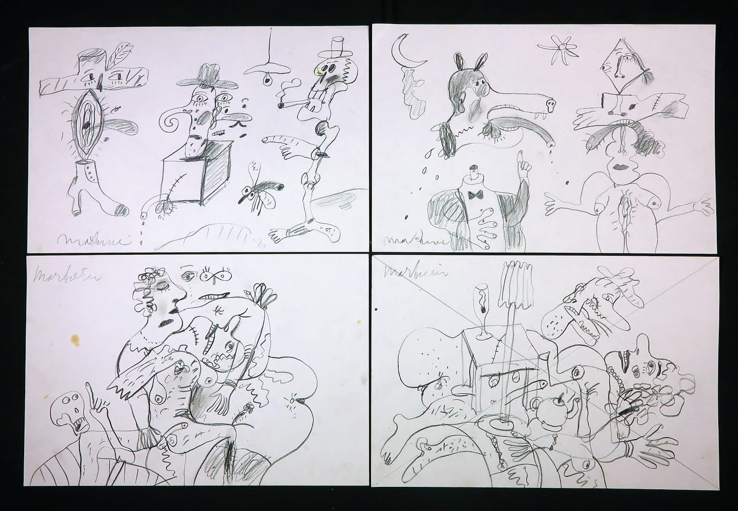 Anton Martineau - Lot van 4 unieke tekeningen op papier! kopen? Bied vanaf 1!