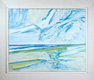 Paul Overhaus - Acryl op doek, Winter boven strand - Ingelijst (Groot) verkocht voor € 80!