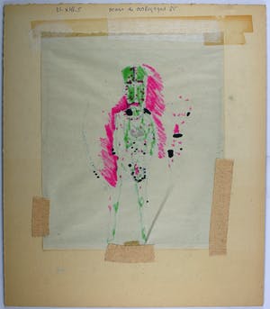 Gerard Grassere - ingekleurde pentekening "Mars de Oorloggod" 1985, 19x22cm excl pp kopen? Bied vanaf 25!