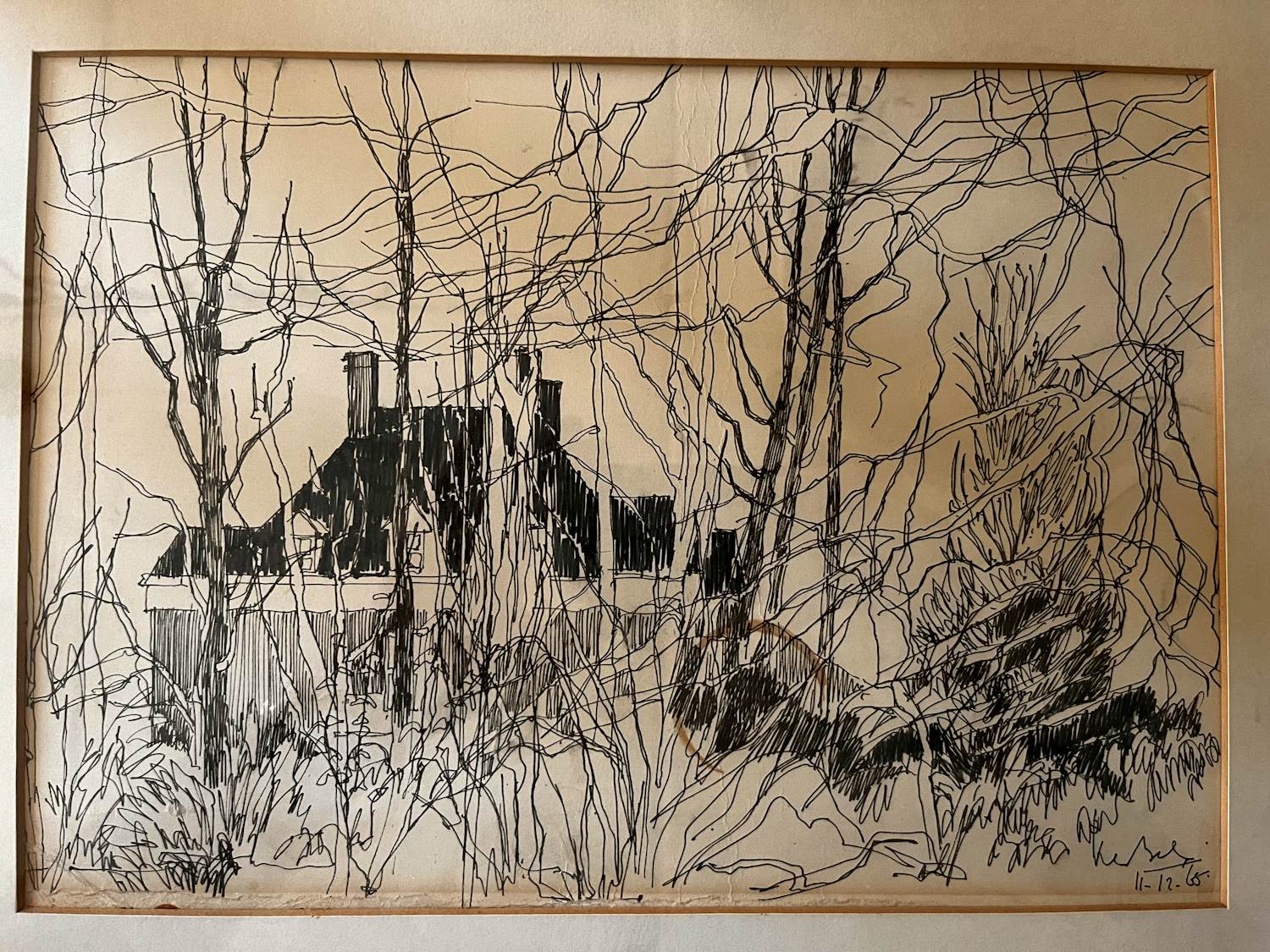 Kees Bol - Unieke pen- en inkttekening – met persoonlijk karakter vendu pour 119€ !