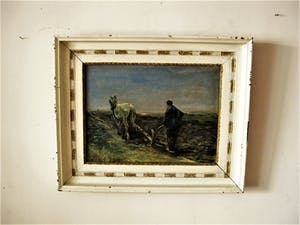 Herman Sanders - Sfeervol impressionistisch olieverf "Boer ploegt het land" gesigneerd kopen? Bied vanaf 20!