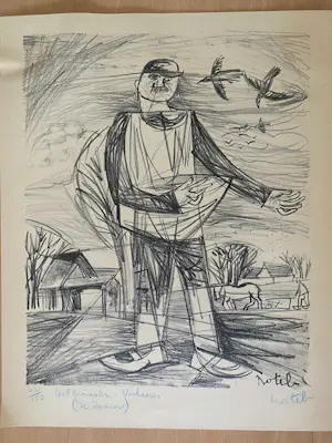 Marcel Notebaert - 8 zwart-wit tekeningen van figuren en taferelen. kaufen? Bieten Sie von 280!