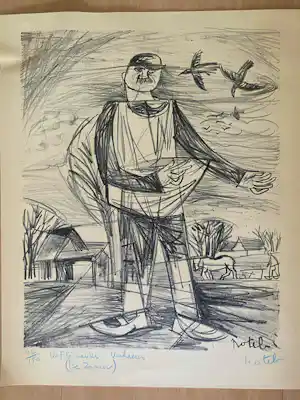 AcheterMarcel Notebaert - 8 zwart-wit tekeningen van figuren en taferelen.? Enchérissez de 280!