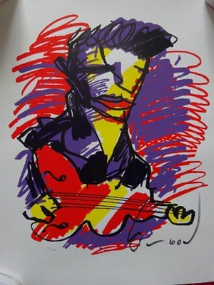 Herman Brood - Elvis - Handgesigneerde zeefdruk - Met certificaat kopen? Bied vanaf 210!
