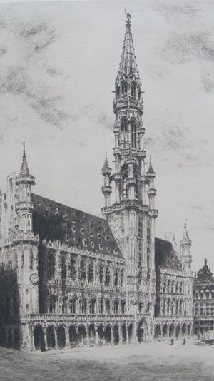 Niet of onleesbaar gesigneerd - stadsgezicht Brussel - E. Constant ? kopen? Bied vanaf 1!