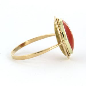 14k geel gouden ring bezet met koraal - rm 19 (60) kopen? Bied vanaf 150!