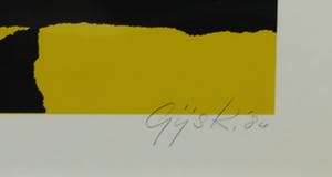Gijs Keizer - Zeefdruk, Z.T. Abstracte voorstelling in geel en zwart - Ingelijst kopen? Bied vanaf 20!