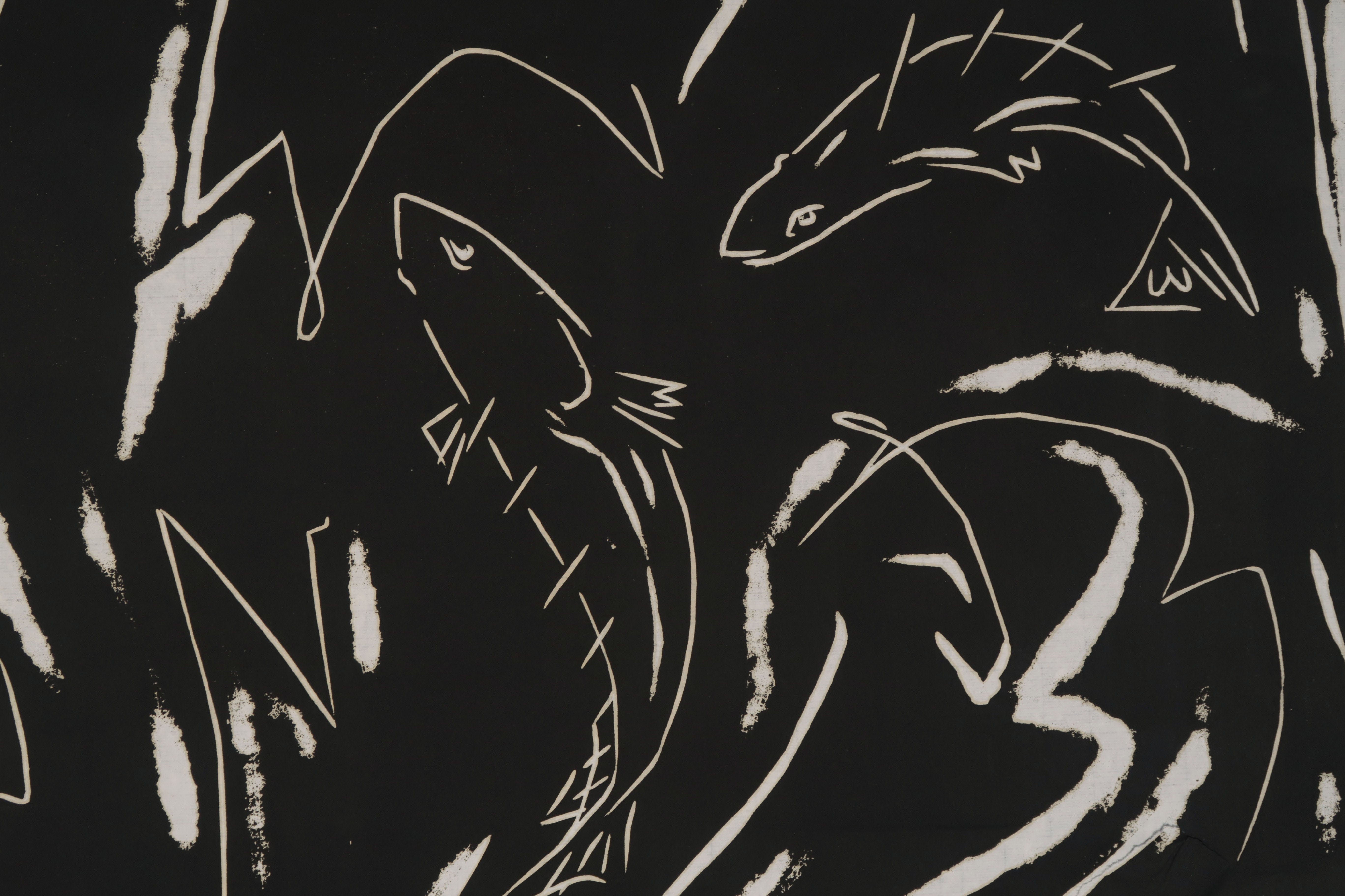 Joan Gijsbers - Lino op Japans papier, Vissen (Groot) kopen? Bied vanaf 1!