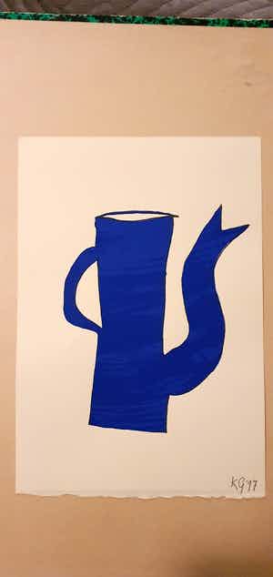 Klaas Gubbels - Blauwe Kan - Zeefdruk verkocht voor € 180!