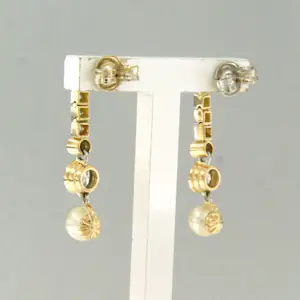 14k goud en platina oorhangers met parel en old mine cut diamanten tot. 2.00ct kopen? Bied vanaf 1400!
